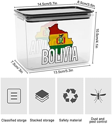Контейнери за съхранение на карта и хартата на Боливия, прозрачна пластмасова кутия с капак, за многократна употреба,