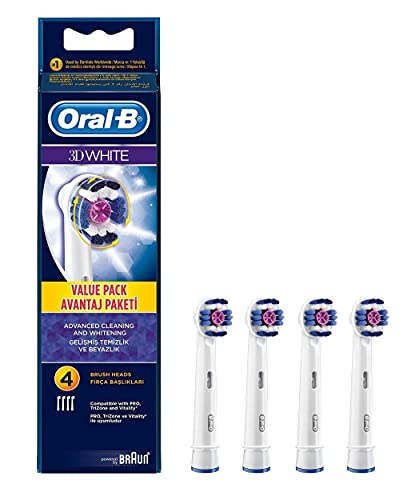 3D Бели Сменяеми Глави за електрическа четка за зъби Зареждане by Oral B Original Braun Зареждане (4 глави)