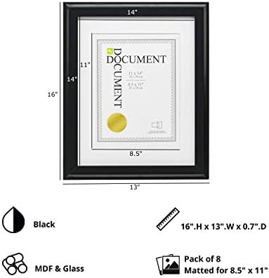 Традиционни рамки за документи Kiera Grace, 11 x 14 инча, Опаковка от 8 броя, черен