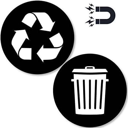 Магнитен стикер с логото на Recycle and Trash с размер 4 x 4 инча - Урежда боклук - за метални кутии, контейнери