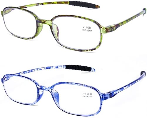 Очила за четене AQWANO Женски Мъжки Компютърни Ридеры - Леки TR90, Гъвкав Блок синя светлина, Защита От отблясъци UV400, 1,75