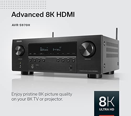 Denon AVR-S970H 8K Ultra HD 7,2-канален (90 W X 7) AV приемник 2022 модели - Създаден за игри, стрийминг на музика,