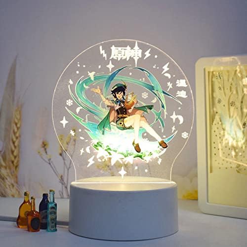 RYUSA Genshin Impact Barbatos Venti 3D Илюзия Led лека нощ, 16 Цвята Настолна Лампа за Украса на Дома За Рожден Ден, коледа,