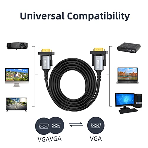 Кабел UKYEE VGA 3 метра, VGA Кабел за монитор VGA мъж към мъж HD15 за ТВ-Компютърен проектор-Златно-Алуминиев
