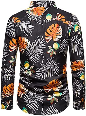 Мъжки ризи DUEIG копчета, Лятото, Есента и Хавайски Листа С Флорални Принтом, Отложной яка, Свободни Ежедневни Ризи