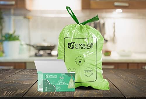 Биоразградими тежкотоварни торбички-запечатващи за боклук Emily ' s Choice (50 броя) с технология D2W, специална гъвкава засаждане, 68,1 л / 18 литра, ATSM 6954, дебелина 2,0 Mils / 50,1 мик?