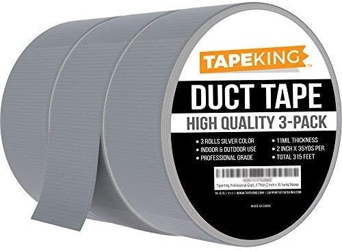 Тиксо професионален клас Tape King, 3 опаковки, Многопластова сребрист цвят, 11 mils (1,88 инча x 35 ярда), 48 mm x