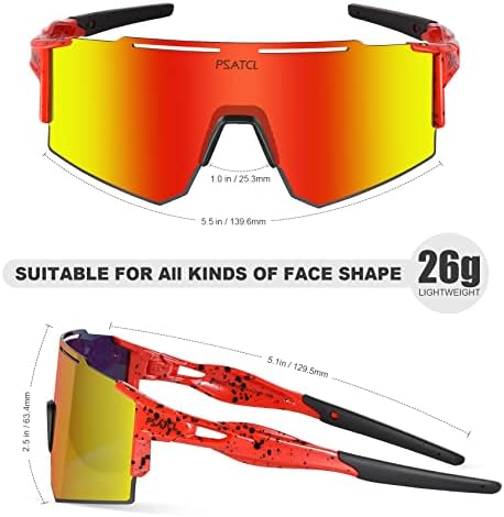 PSATCL Поляризирани Спортни Слънчеви очила за мъже и Жени, Улични Ветроупорен Велосипедни Слънчеви очила с UV400 за бейзбол, Джогинг, Голф
