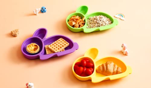 Детска чиния Eyoulyer, Силиконови чиния за деца, Детска чиния | Комплект от 3 теми | прибори за хранене, Разделени в