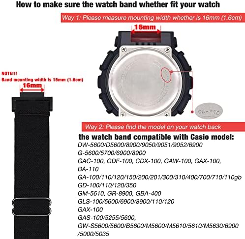 Ластични найлонови въжета Abanen за часовници Casio G-SHOCK DW-5600/8900, еластичен ремък с лек пластмасов вход за Casio