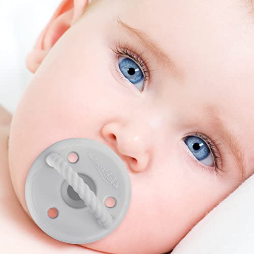 Биберон Sweet Child Baby Soothie 0-6 месеца, Комплект от 6 ультралегких силиконови бинокли със сгъваема дръжка и 3 дупки за