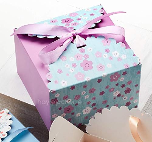 Хейли Cherie - Квадратни Подаръчни кутии с цветя и панделки (20 опаковки) - 5,8 х 5,8 х 3,7 инча - пощенска Картичка