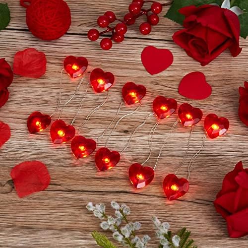 Венец с Червено Сърце за Свети Валентин, 30 светодиода на 10 метра от USB или батерии с reomote, Сладки Декоративни осветителни