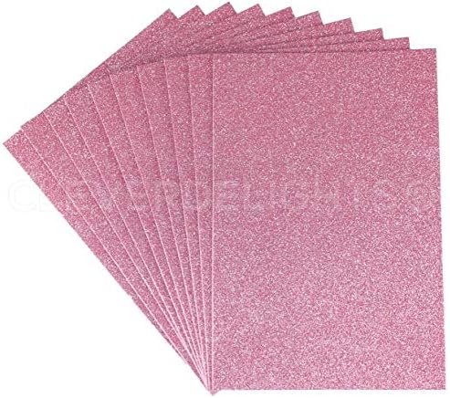 10 Опаковки - Листове Блестяща пяна CleverDelights 8 x 12 см - Розово - Големи Самозалепващи Листове за Бродерия