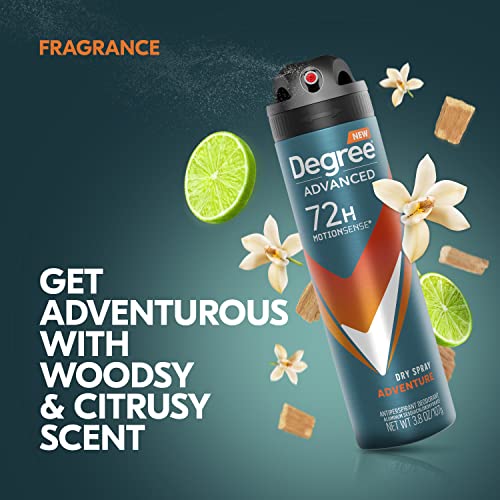 Дезодорант-Антиперспиранти Degree Advanced Men Spray Dry Adventure 72-Часова Защита От изпотяване и миризма на Дезодорант За мъже С технологията MotionSense 3,8 унции