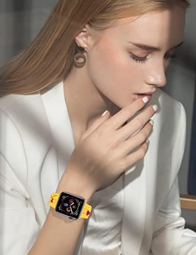 Хубава каишка за часовник, който е съвместим с каишка на Apple Watch 38 мм 40 мм 41 мм 42 мм 44 мм 45 мм, мек силикон взаимозаменяеми спортен каишка, съвместима с iWatch SE Series 7/6/5/4/3/2/1