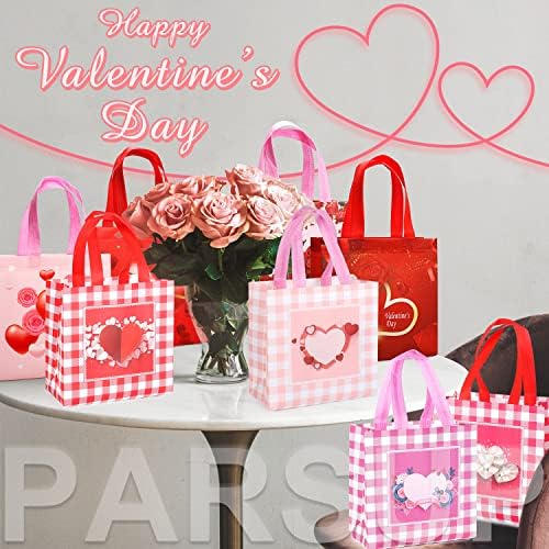 8 БР. За многократна употреба Подаръчни пакети с Деня на Свети Валентин, Пакети за предложения с дръжки, Чанти