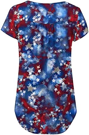 Тениски Дамски Дамска Мода Ден на Независимостта Риза С принтом V Образно деколте и копчета Блуза С Къс Ръкав Тениска