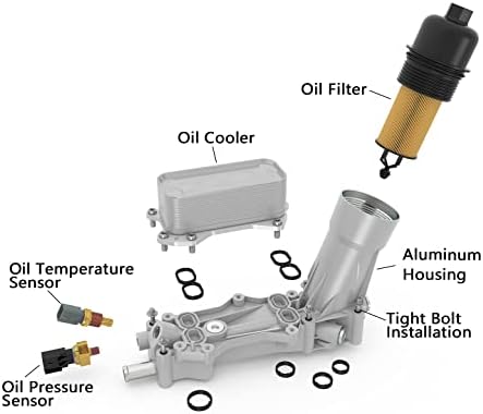Aumzong Модернизирани Алуминиев маслен радиатор на двигателя и корпуса на масления филтър в събирането, съвместим
