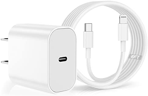 Бързо зарядно устройство за iPhone 14 13, Блок зарядно за Apple 14 13 мощност 20 W с 6-футовым USB кабел C, за бързо зареждане Lightning, Монтиране на зарядно устройство, USB Type C за Apple iPhone