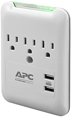 Мрежов филтър за контакта APC с USB портове, PE3WU3, (3) Гнездо за променлив ток с множество контакти, Защита от пренапрежение