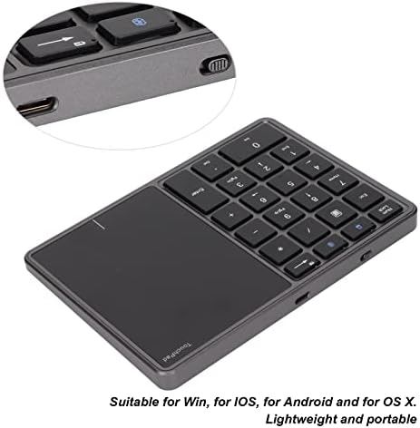 Цифрова клавиатура Bewinner Bluetooth за лаптоп, Безжична цифровия панел 2 в 1 с тачпадом 22 Клавишите BT4.2 2,4 G Type C За