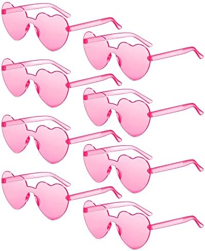 JDHXBMW 8 Чифта Слънчеви Очила във Формата На Сърце Цвят Карамел Без Рамки Весели Слънчеви Очила във Формата на Сърце за Жени И Мъже, Вечерни Сувенири