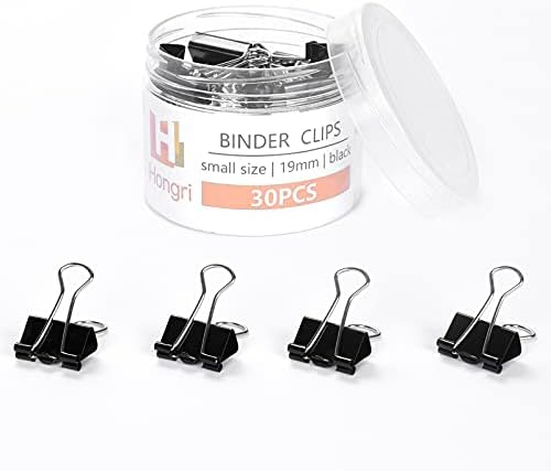Щипки за хартия Hongri Mini Биндер, Clips - 30 опаковки (черни), скоби ширина 3/4 инча (0,75 инча), Малък държач за кламери