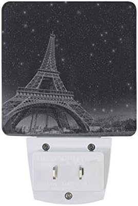 ALAZA 2 Бр. Led лека нощ, Прекрасен нощен изглед към Айфеловата кула в Париж, Автоматичен Сензор Led лека нощ от Залез до Зазоряване, Plug за спални, баня, кухня, коридор