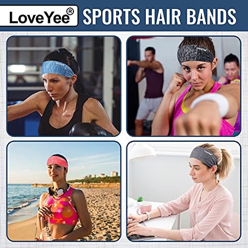 LoveYee спортни ленти за жени, спортни ленти за практикуване на йога и джогинг, широки модни ленти за коса в стил бохо, 5 бр.