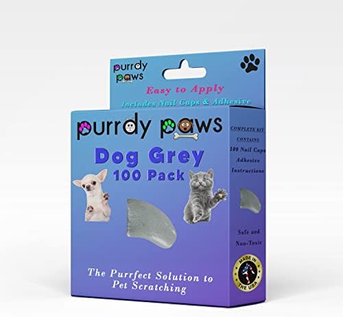 Меки капачки за кучешки нокти Purrdy Paws, 100 опаковки, стоманено сив Слон