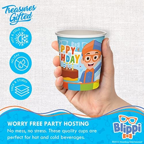 Картонени Чаши за Блиппи-партита Treasures Gifted 8ct - 9oz Blippi за деца - Blippi Birthday Party Cups - Аксесоари за парти Blippi - Аксесоари за парти Blippi