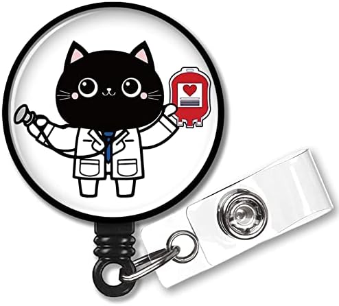XQLZY Черна Котка Забавен Прибиращ Макара за Бейджа, Офис идентификация карта, Работни Аксесоари за медицински