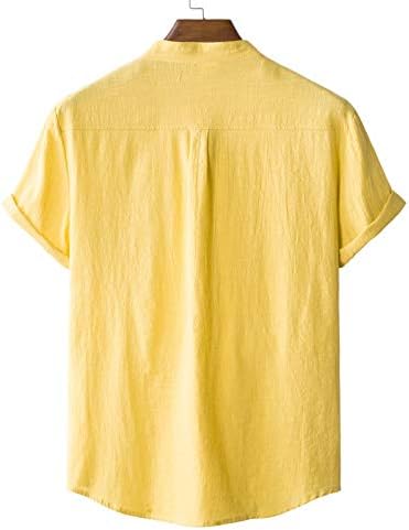 Тениски Оверсайз за Мъже, Мъжки Домашни Реколта Цветни Ленени Обикновена Тениска в Ретро Стил С Къс Ръкав,