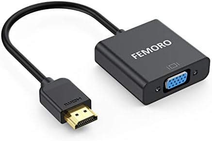 Адаптер FEMORO HDMI-VGA Converter 1080P, Кабел и адаптер за HDMI Male-VGA Female за КОМПЮТЪР, лаптоп, DVD, Проектор,