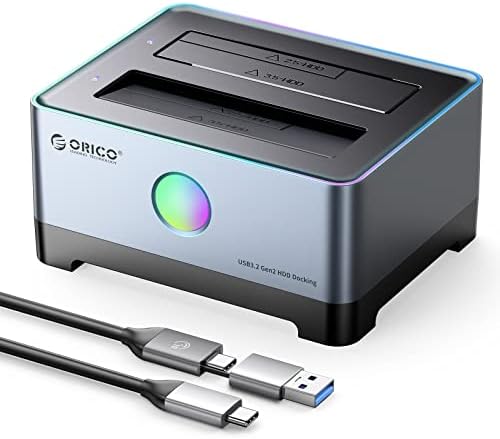 Докинг станция за твърд диск ORICO RGB USB 3.1 SATA от алуминиева сплав, външна докинг станция за твърди дискове 2,5/3,5