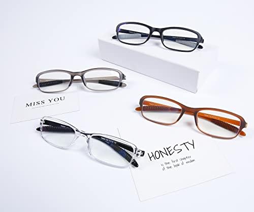 DOOViC 4 опаковки очила за четене за жени и мъже, сини светозащитные очила за четене TR90, гъвкави и леки очила за четене,