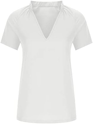 Дамски тениски свободно, намаляване, ежедневни блузи с къс ръкав, елегантни ризи с V-образно деколте, бизнес работна