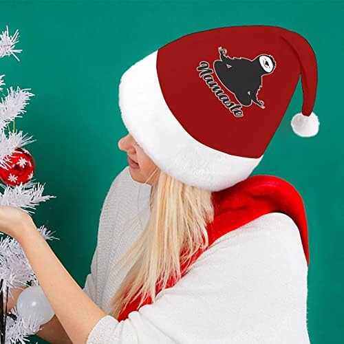 Забавна коледна шапка Намасте с ленивцем, мек плюшен шапчица Дядо Коледа, забавна шапчица за коледно новогодишната
