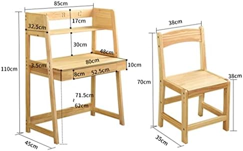 BBSJ Комплект маси и столове от масивно дърво, маса за обучение, дом подвижен дървен сигурен бюро, комбинация с книги рафт