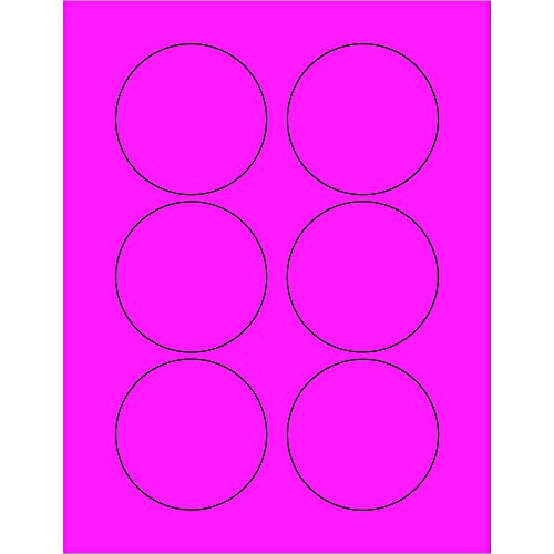 Aviditi Tape Logic 3 Флуоресцентни Розови Кръгли Етикети за лазерни и мастилено-струйни принтери, Перманентен лепило, Лист 8 1/2 x 11, 6 на Етикети върху хартия, 100 Листа