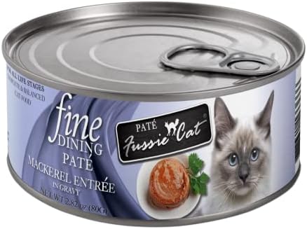 Мокра храна за котки Fussie Cat Fine Dining Pate, Консерви беззерновой, с различни вкусови добавки, с капак (12
