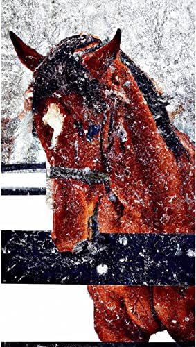 SKRYUIE 5D Диамантена Живопис Сняг и конете през зимата Пълна Тренировка на номера, САМ Кристали, Залепена на Боя с Диаманти, Набор от бижута за Бродерия (12x16 инча)