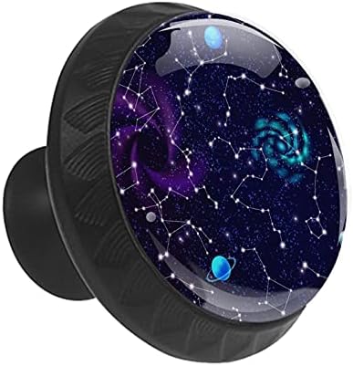 12 Броя Блестящи Стъклени Дръжки Мъглявина Constellation Нощно Небе за Чекмеджета Шкафа, 1,37x1,10 инча, Кръгли Дръжки
