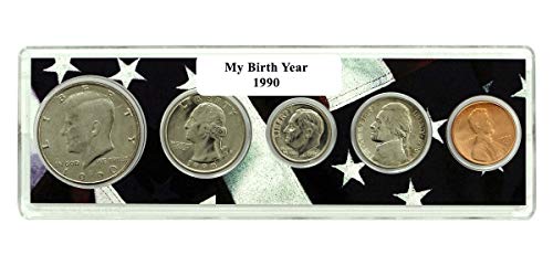 Монета 1990-5 Година на раждане, инсталирана в держателе на американското Без лечение