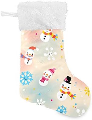 Коледни Чорапи ALAZA, Сладък Коледен Снежен човек, Класически Персонализирани Големи Чулочные Украса за Семейни Тържества, декорация за Партита, 1 опаковка, 17,7