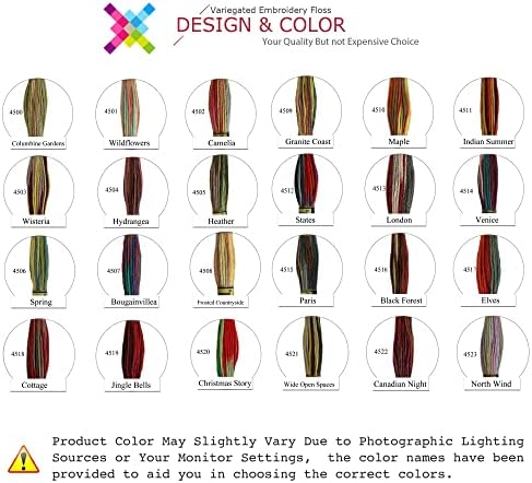 Конци за бродерия на кръстат бод Вълшебен цвят, различни на цвят, Опаковане на мулине за бродиране, 8,7 Ярд, Хедър, Опаковки от 12 чилета