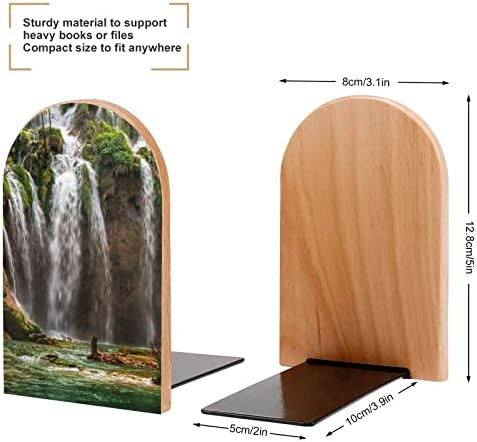 Красиви Водопадные Нескользящие Дървени Поставки за книги, Сверхпрочная Портретно корк за Декоративни рафтове (1 чифт)