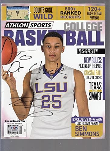 Бен Симънс подписа Баскетболен списание Athlon Sports 2015 с автограф LSU PSA / DNA * 02 - Баскетболни топки колеж