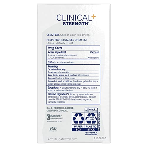 Прозрачен гел против изпотяване и Дезодорант Secret Clinical Strength, Чиста Лавандула, 1,6 унции (опаковка от 12 броя)
